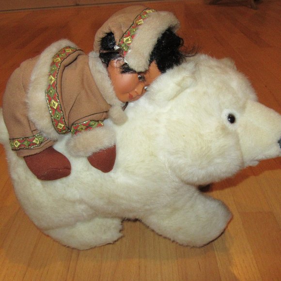 VINTAGE HOUSE OF LOYD POLAR BEAR W/GIRLPLUSH! - Picture 1 of 8